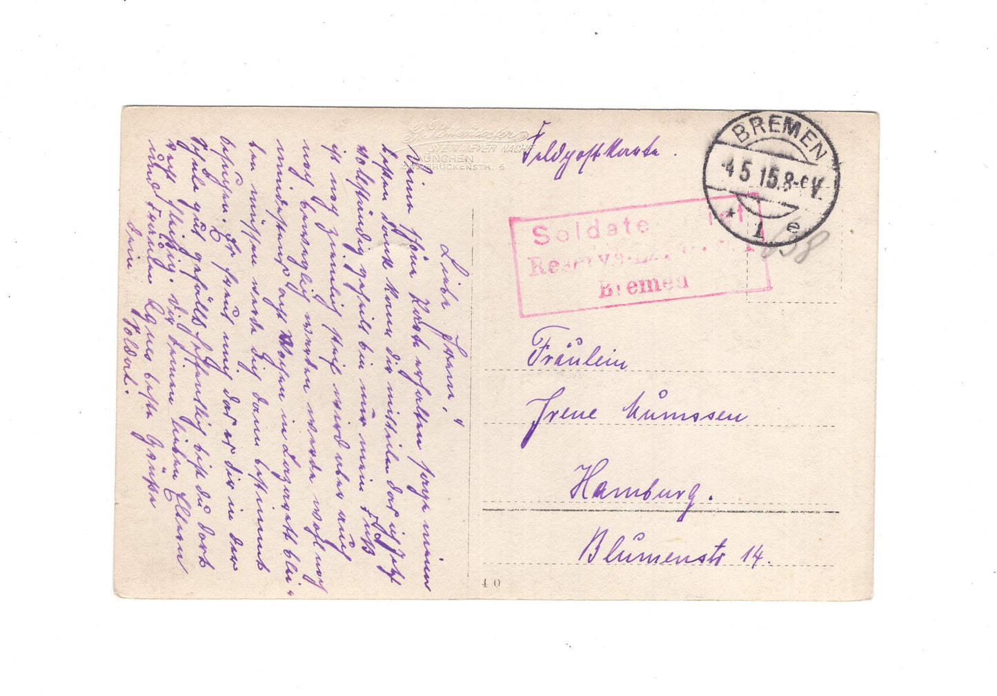 Ansichtskarte / Feldpost / Foto / Portraitfoto Soldaten - Bremen 1915