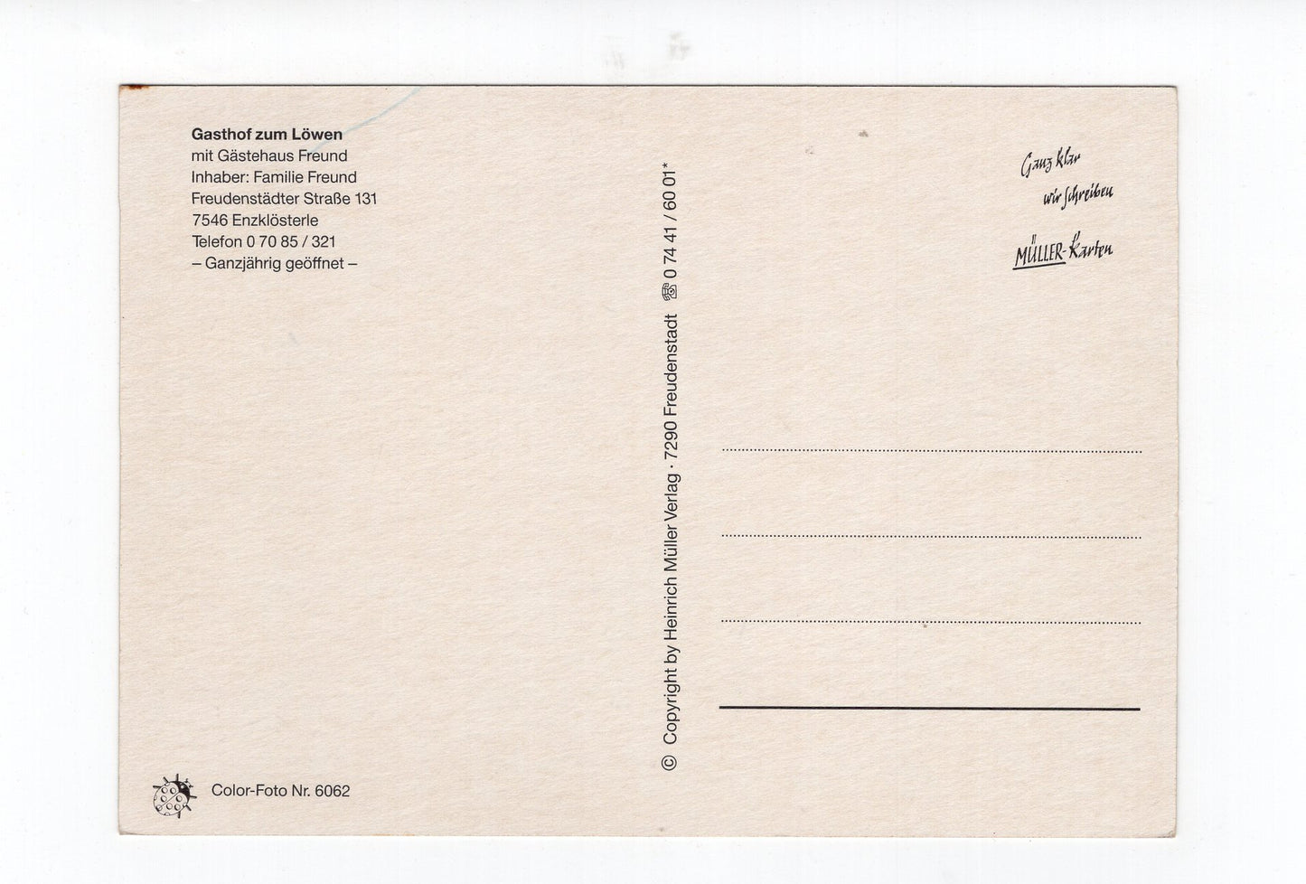 Ansichtskarte Enzklösterle / Schwarzwald / Gasthof zum Löwen