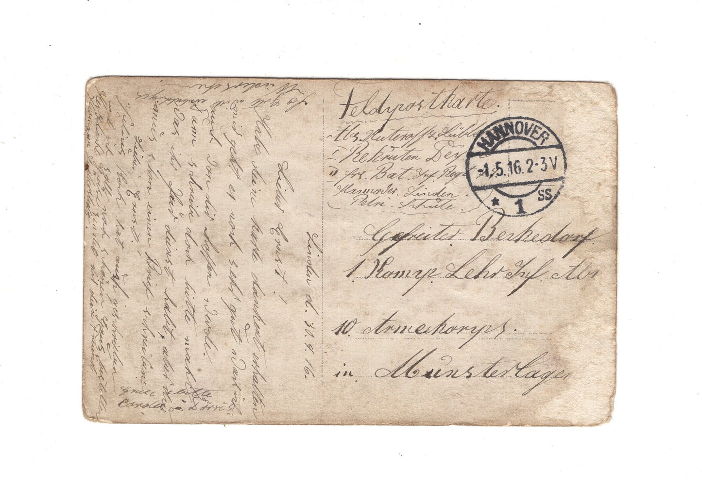 Ansichtskarte / Feldpost / Gruppenbild Soldaten auf der Stube - Hannover 1916