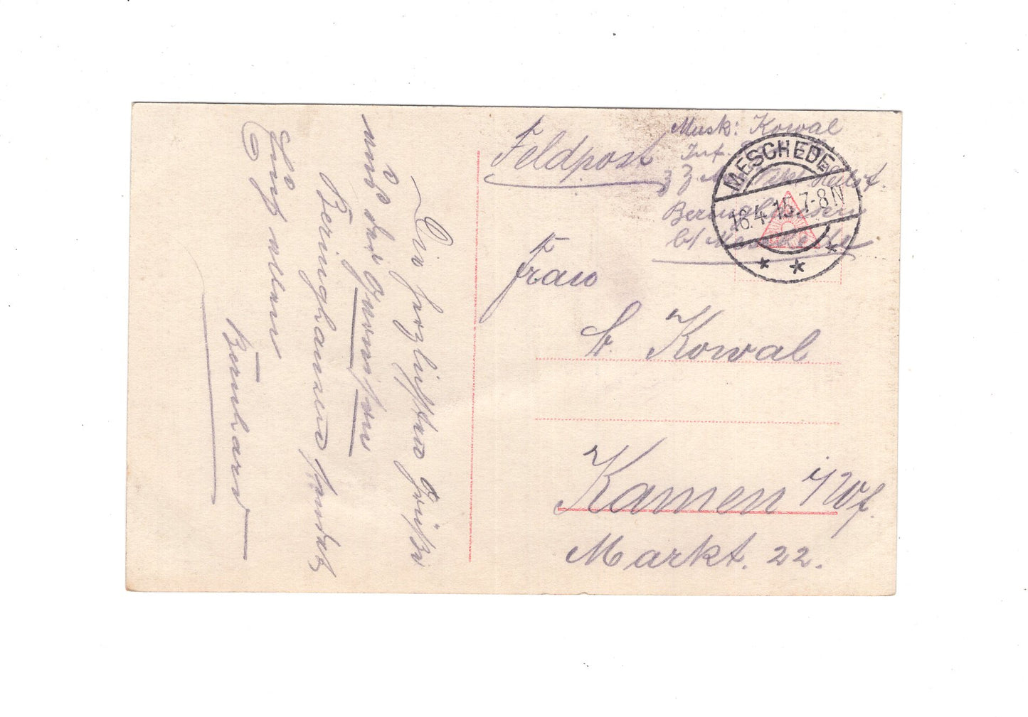 Ansichtskarte / Feldpost / Patriotische Karte - Meschede 1915