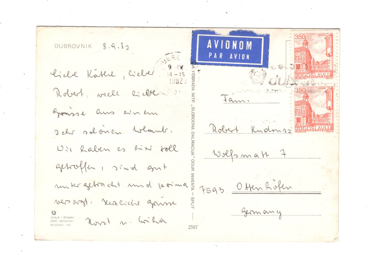 Ansichtskarte Dubrovnik / Kroatien / M1-70