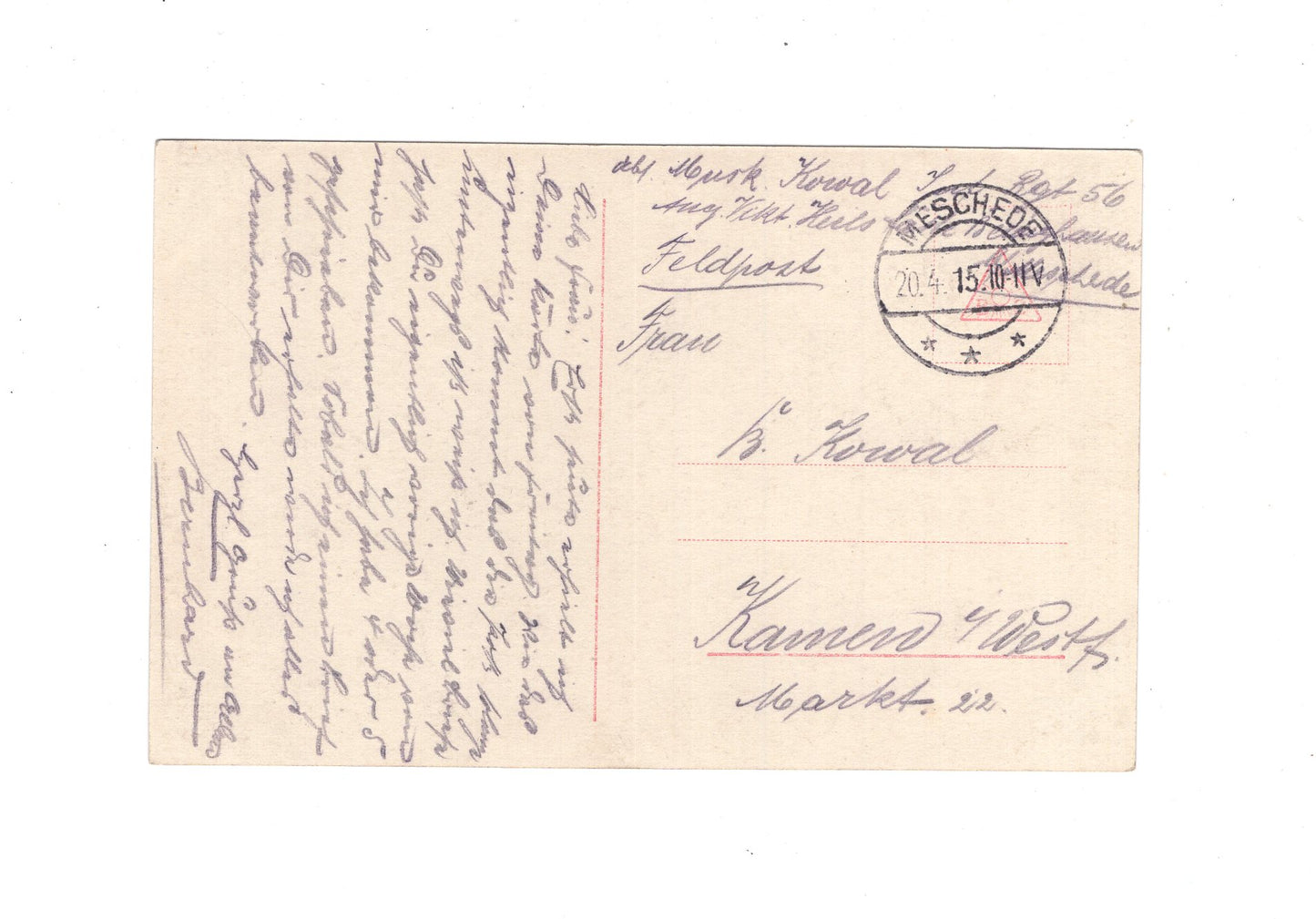 Ansichtskarte / Feldpost / Patriotische Karte - Meschede 1915