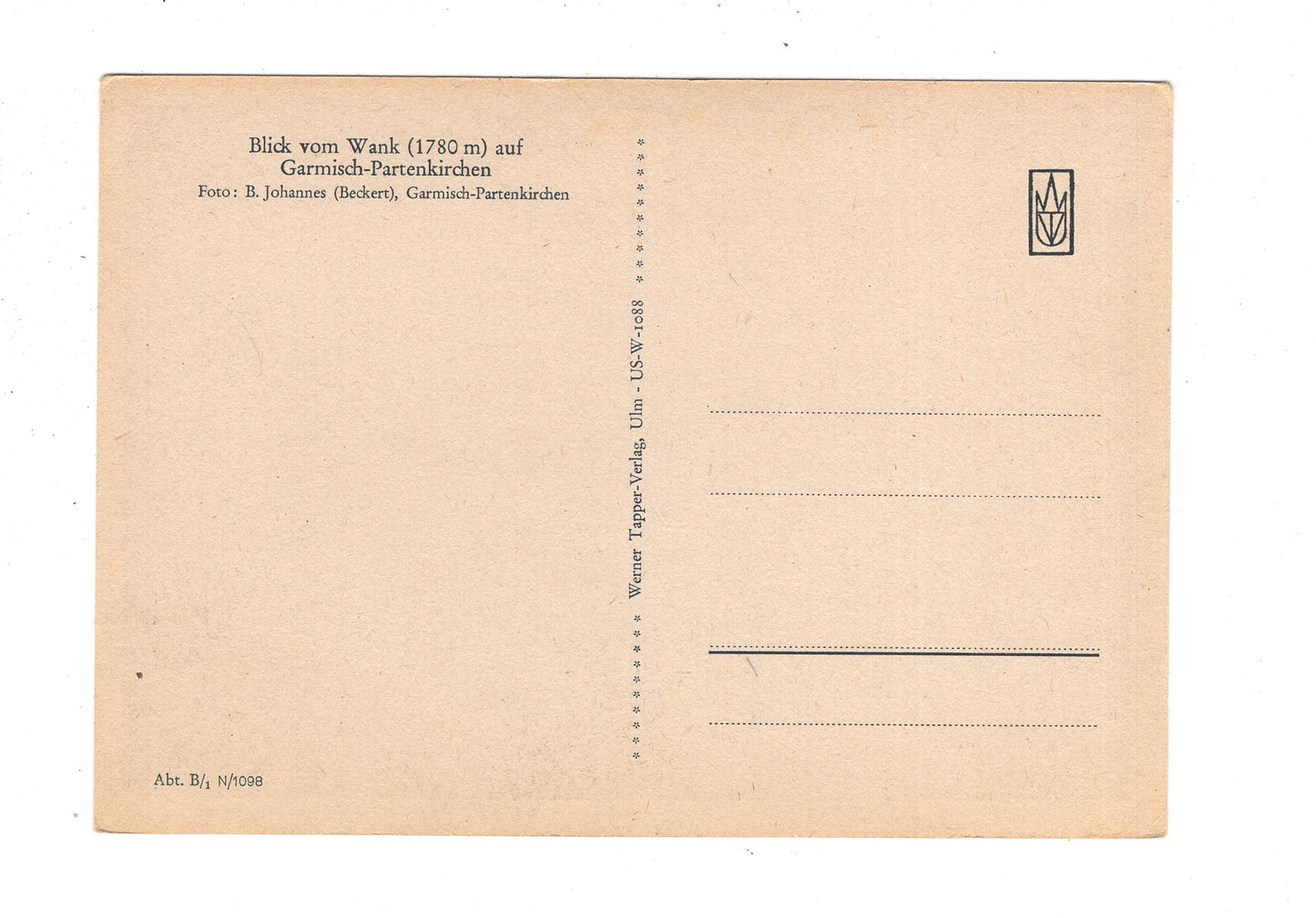 Ansichtskarte Blick vom Wank auf Garmisch-Partenkirchen / I1-69