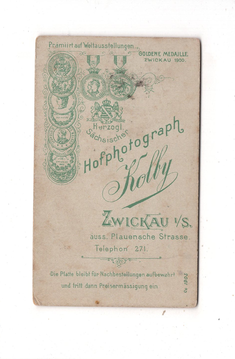 Fotografie Feines junges Mädchen - Zwickau 1905 / CDV L1-27