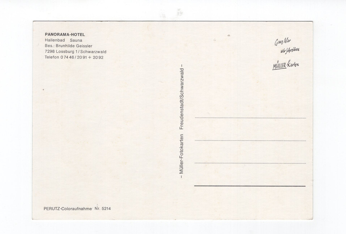 Ansichtskarte Loßburg / Schwarzwald / Panorama-Hotel