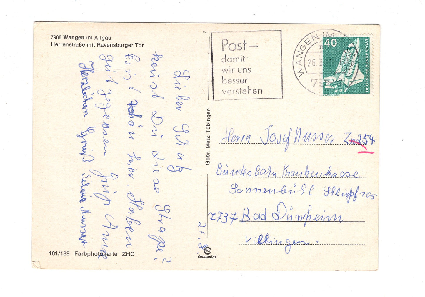 Ansichtskarte Wangen im Allgäu / Herrenstraße mit Ravensburger Tor / H1-57