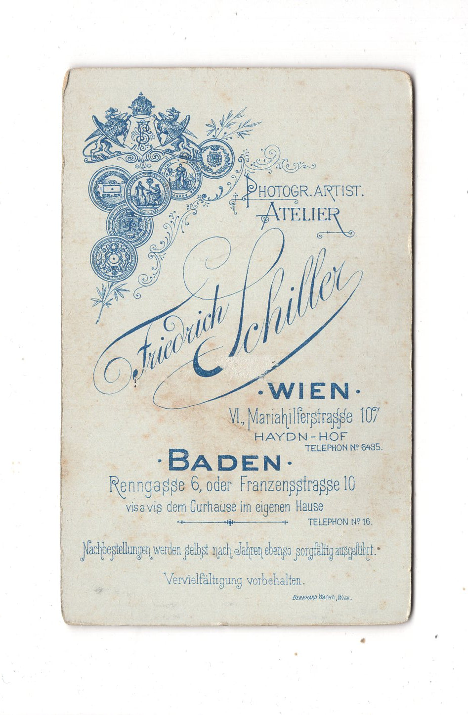 Fotografie Damenportrait - Wien / Baden 1890er / CDV N1-16