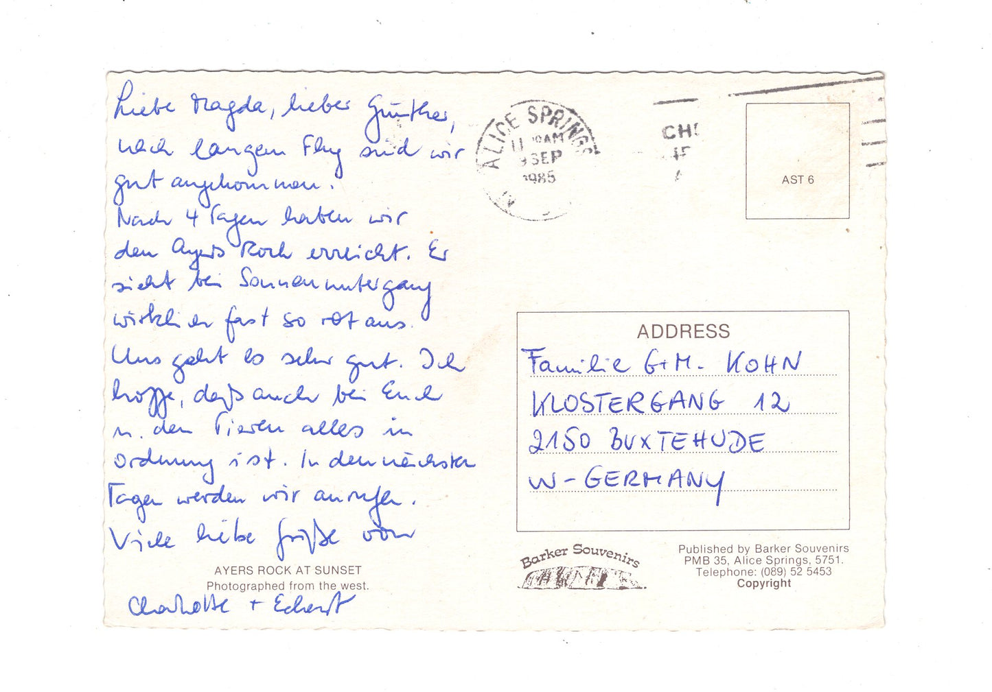 Ansichtskarte Ayers Rock / Australien