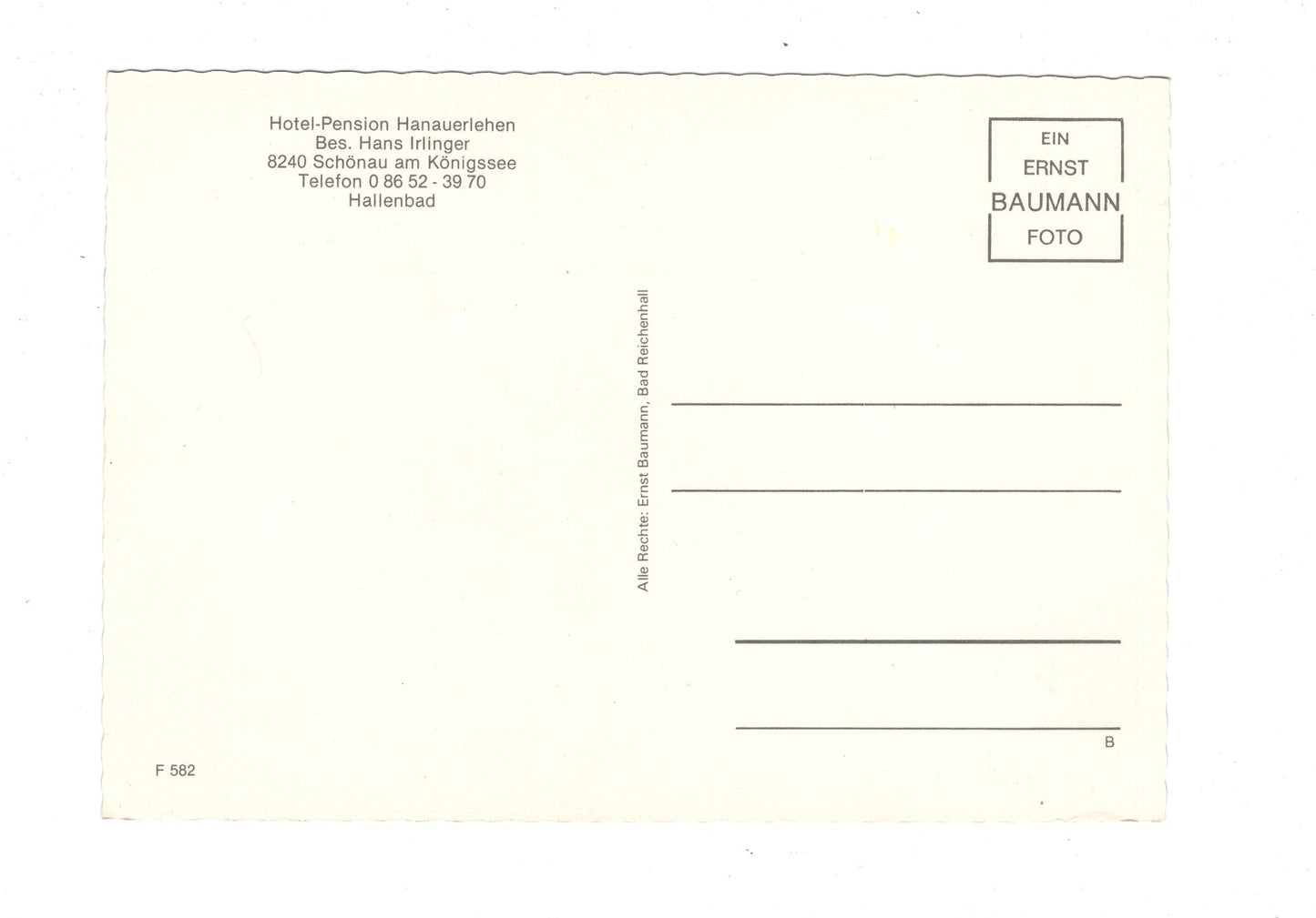 Ansichtskarte Hotel-Pension Hanauerlehen / Schönau am Königssee / G1-60