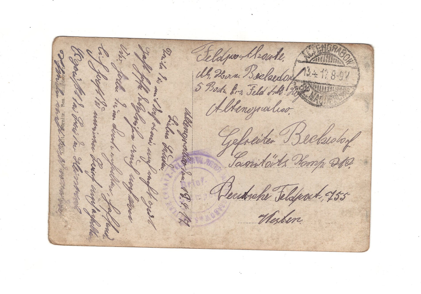 Ansichtskarte / Feldpost / Gruppenbild Soldaten - Altengrabow 1917