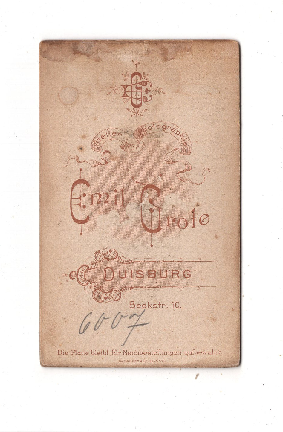 Fotografie Soldat - Duisburg 1880er / CDV M1-09
