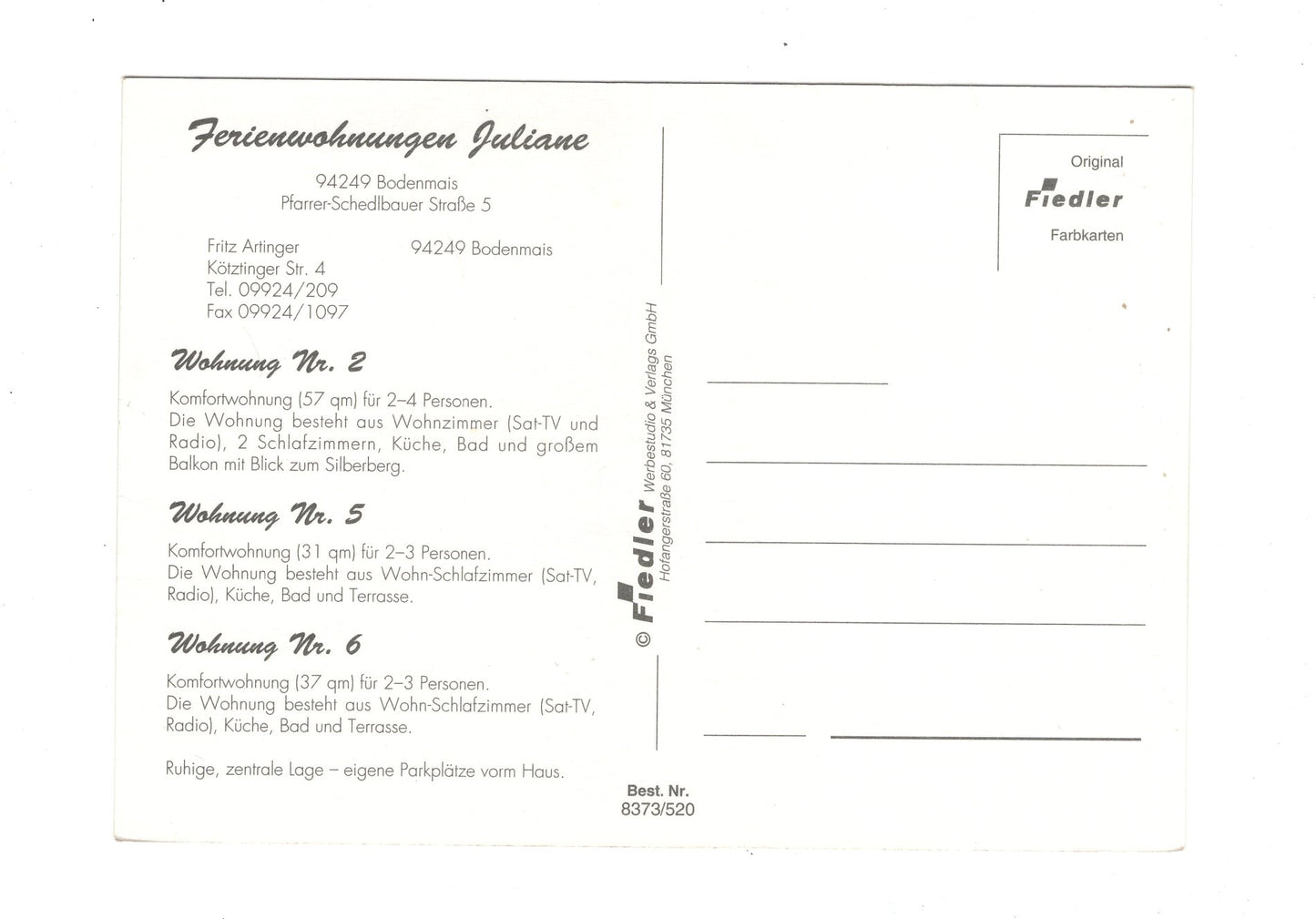 Ansichtskarte Bodenmais / Bayerischer Wald / Ferienwohnungen Juliane