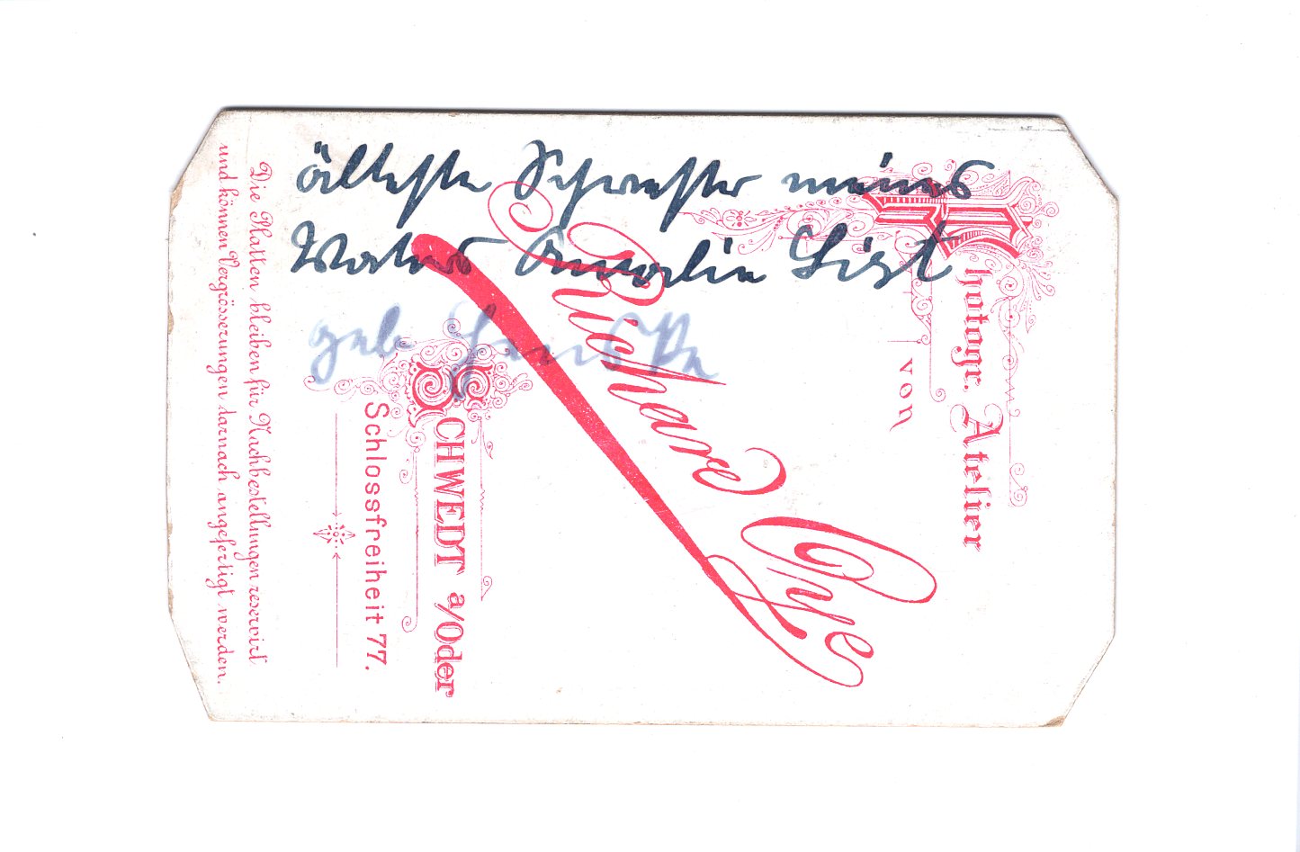 Fotografie Damenportrait / benannt - Schwedt an der Oder 1880er