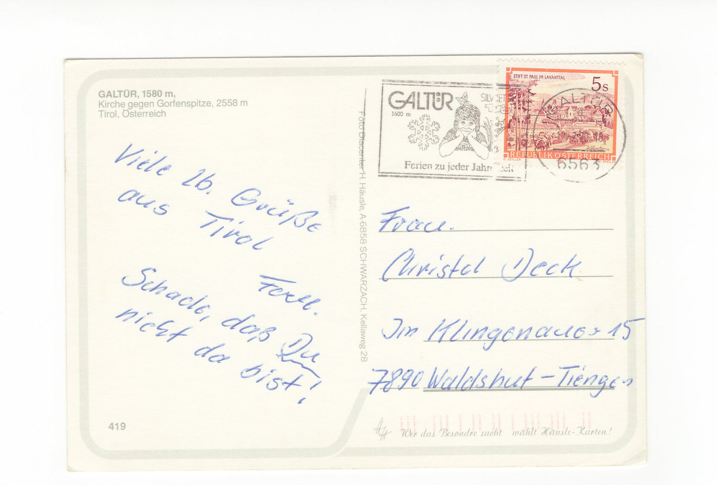 Ansichtskarte Galtür / Silvretta / Tirol / Österreich