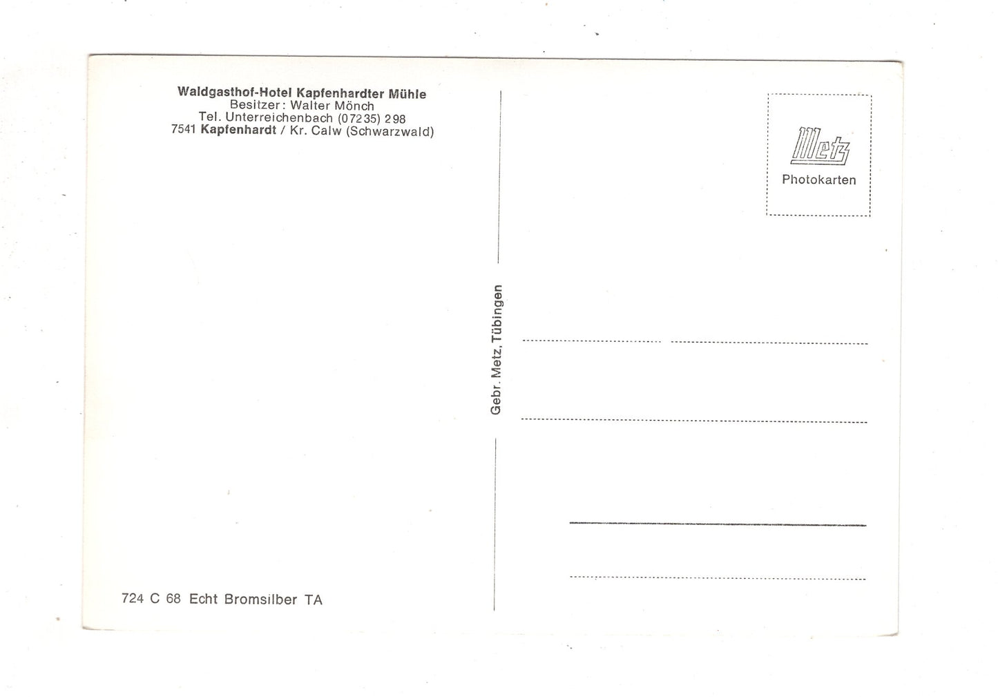 Ansichtskarte Schwarzwald / Die Mühle im Schwarzwäldertal / J1-68