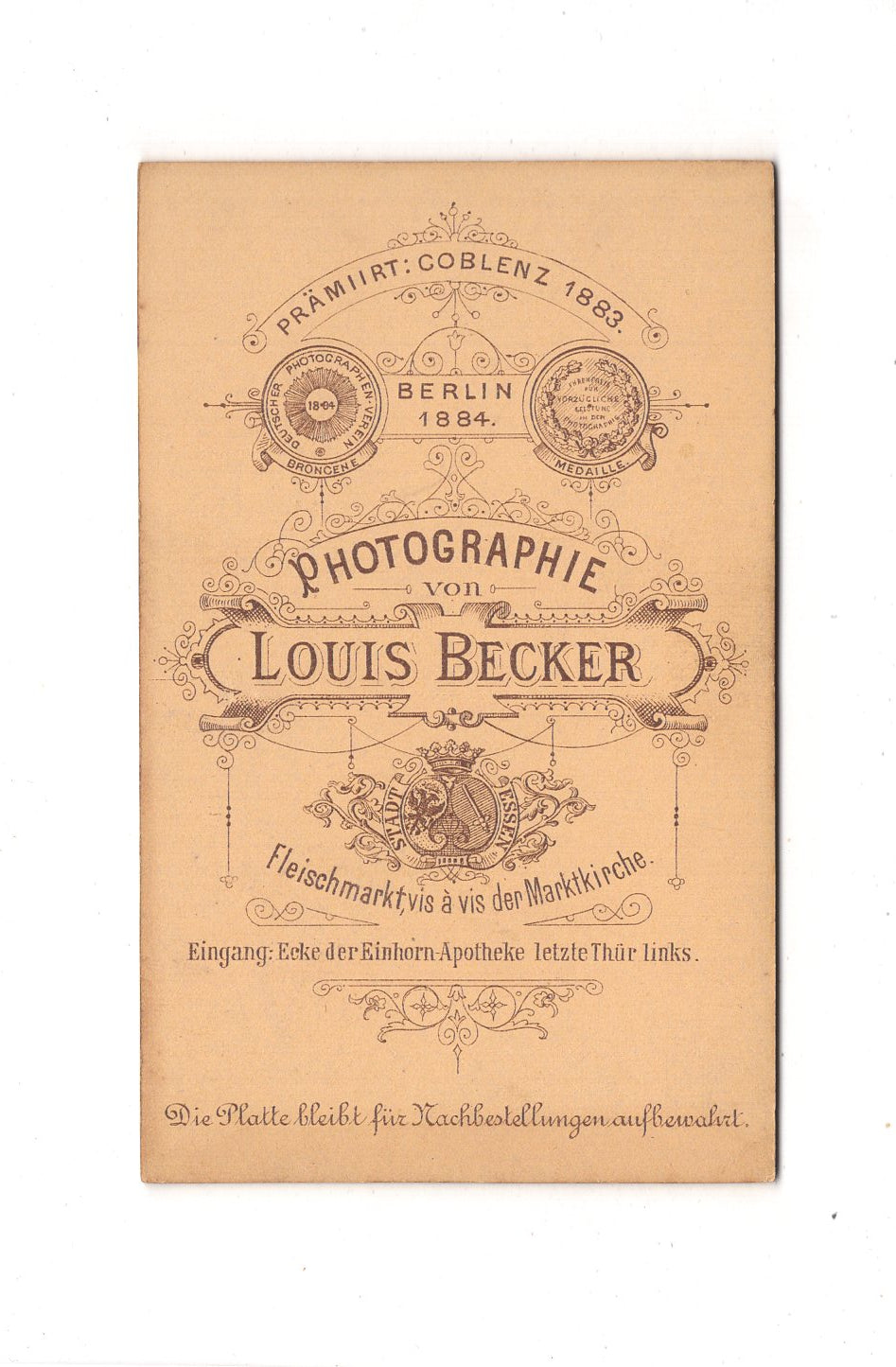 Fotografie Herrenportrait - Essen 1880er / CDV C1-24
