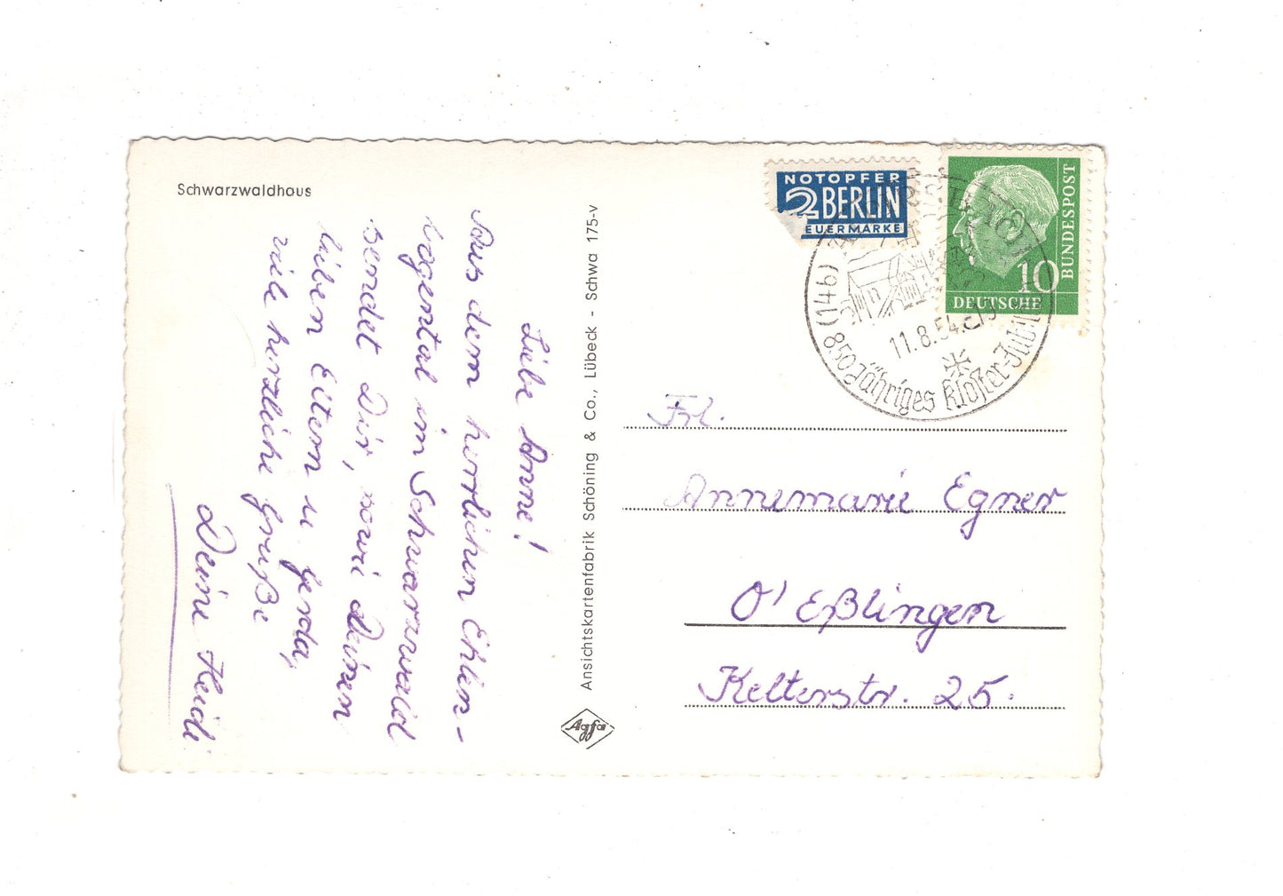 Ansichtskarte Schwarzwald / Schwarzwaldhaus / J1-68