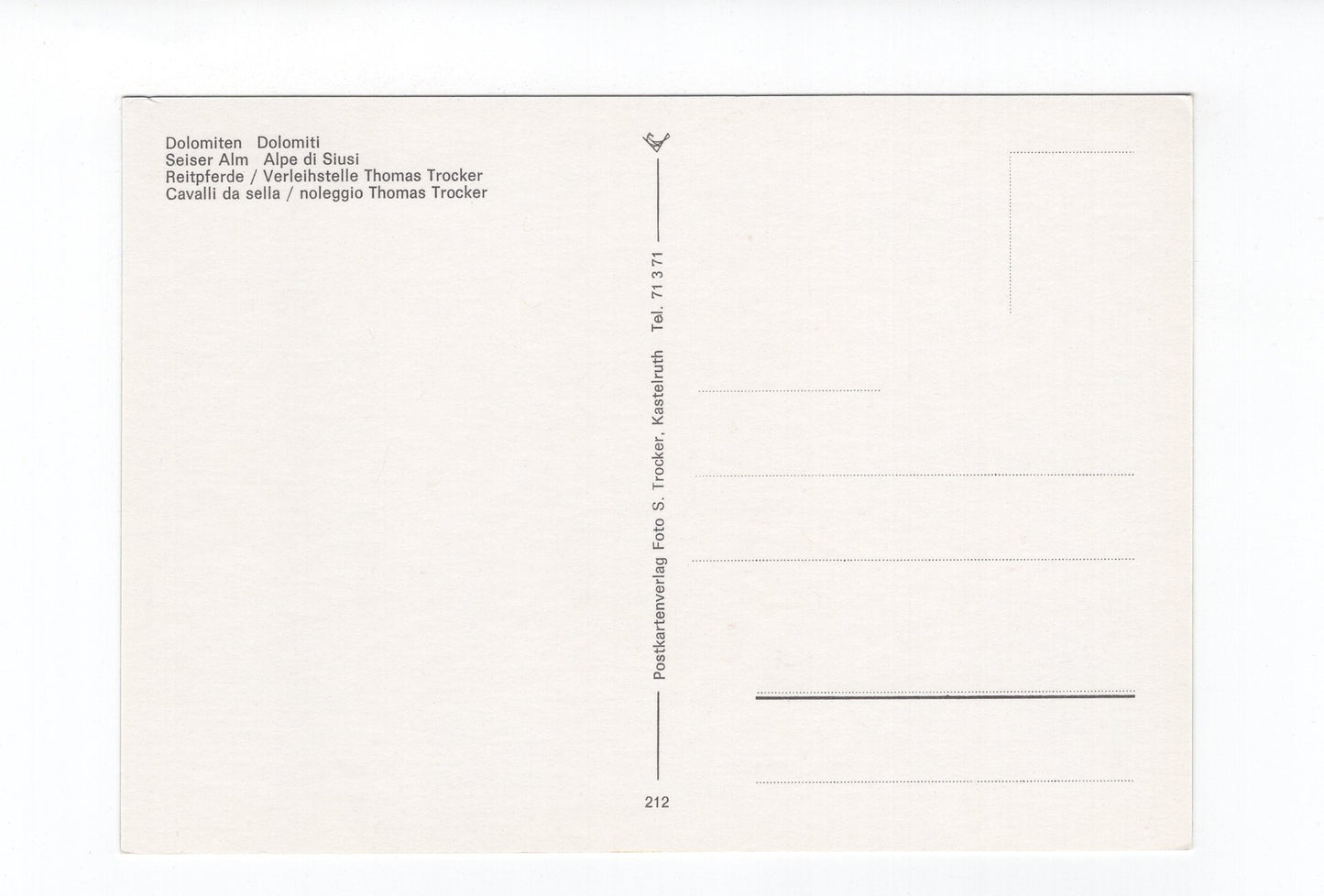 Ansichtskarte Dolomiten / Seiseralm / Reitpferde / Südtirol / Italien
