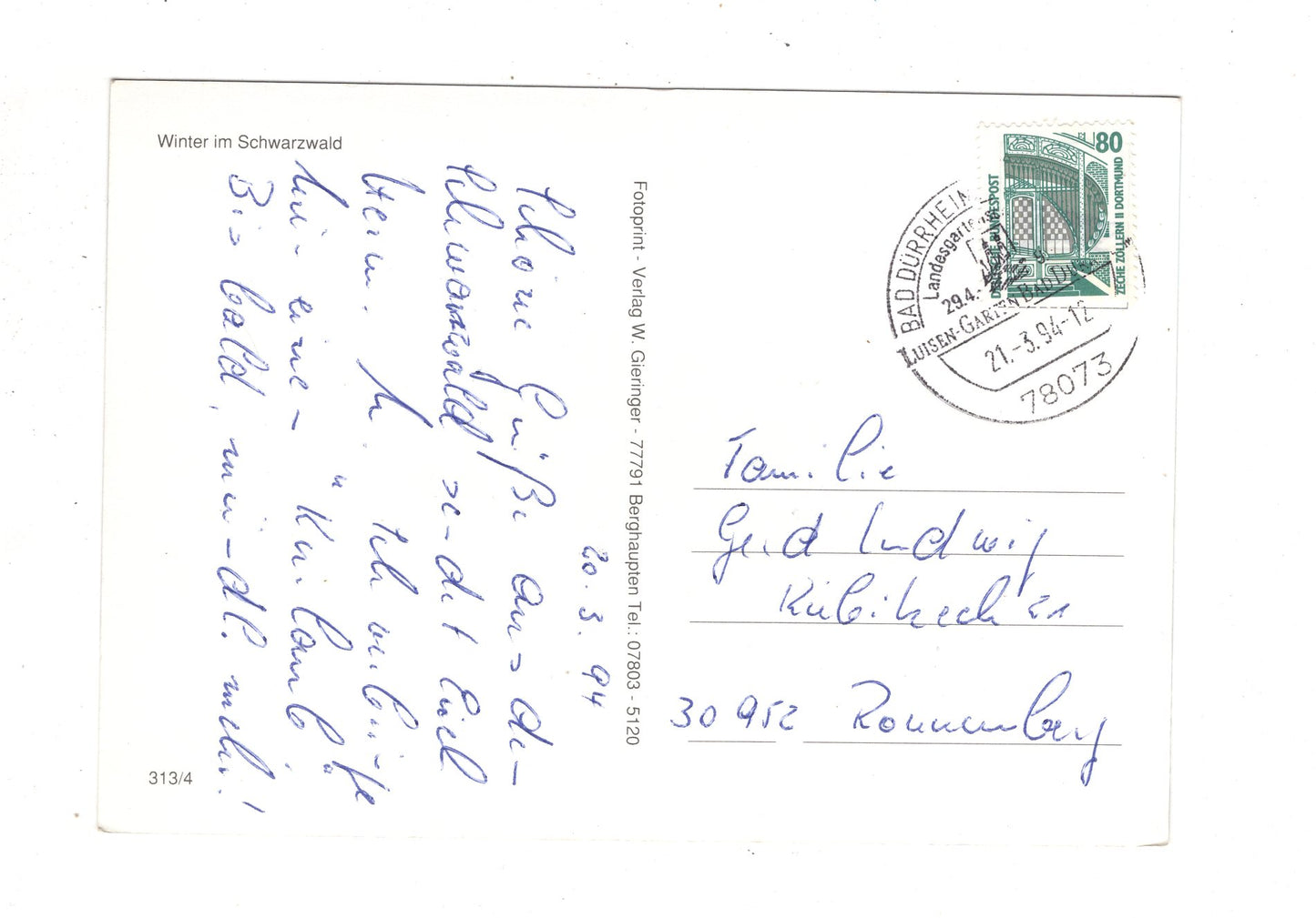 Ansichtskarte Winter im Schwarzwald / J1-68