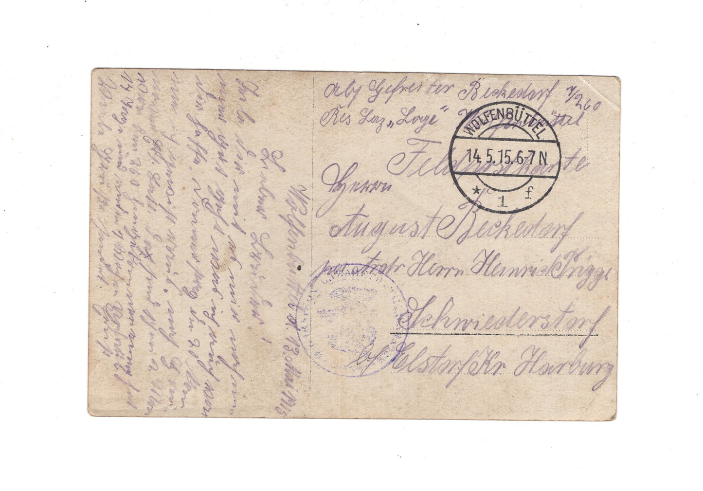 Ansichtskarte / Feldpost / Gruppenbild Soldaten - Wolfenbüttel 1915