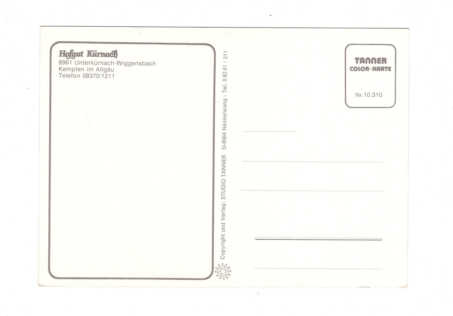 Ansichtskarte Hofgut Kürnach / Kempten im Allgäu / H1-57