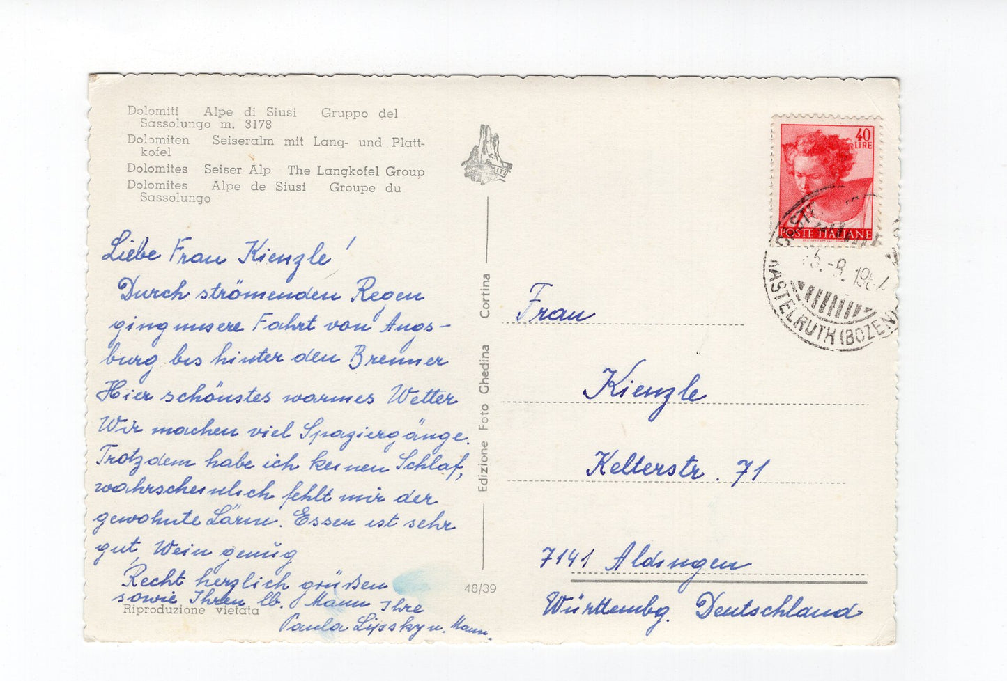 Ansichtskarte Dolomiten / Seiseralm / Südtirol / Italien