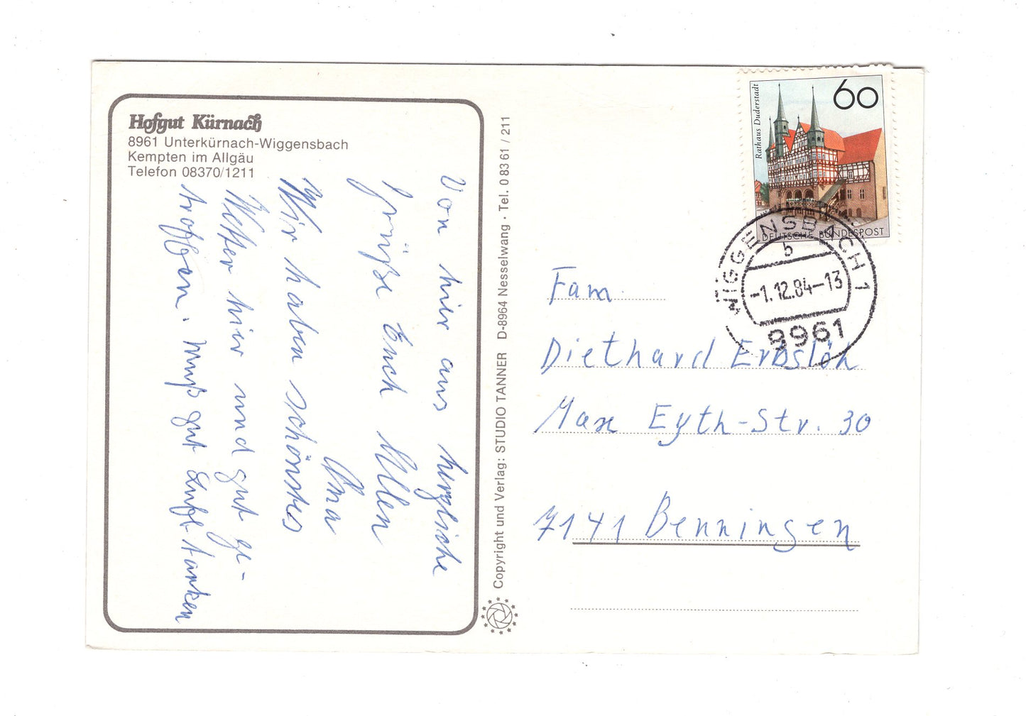 Ansichtskarte Hofgut Kürnach / Kempten im Allgäu / H1-57