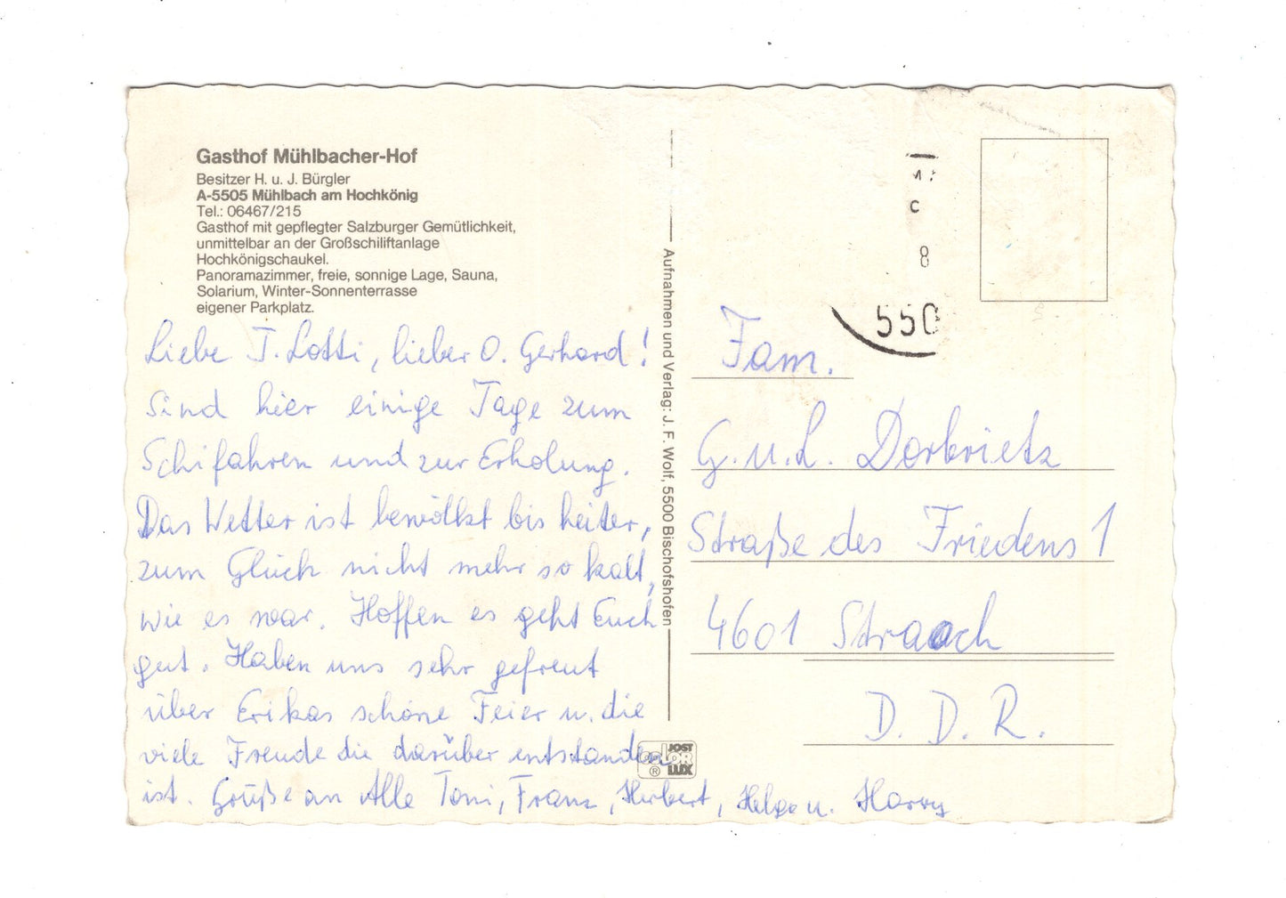 Ansichtskarte Gasthof Mühlbacher Hof / Mühlbach am Hochkönig / Österreich