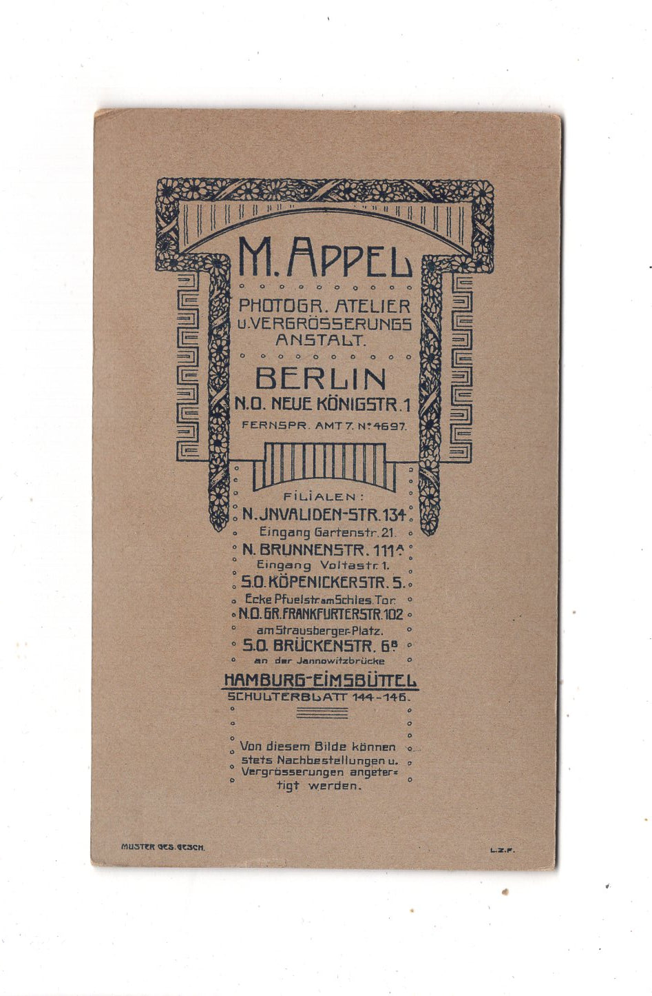 Fotografie Damenportrait - Berlin 1910er / CDV N1-16