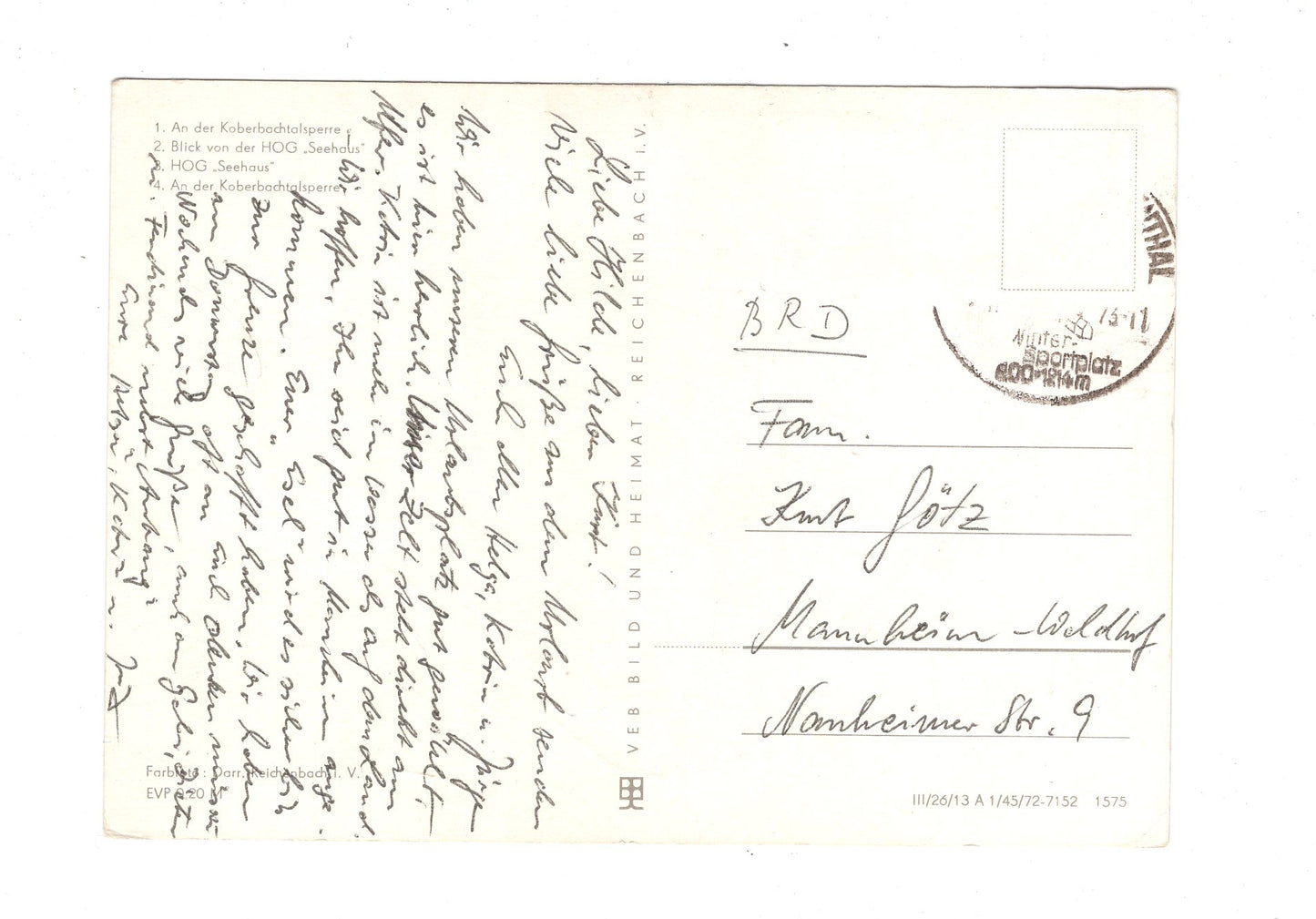 Ansichtskarte Grüße von der Koberbachtalsperre / I1-54