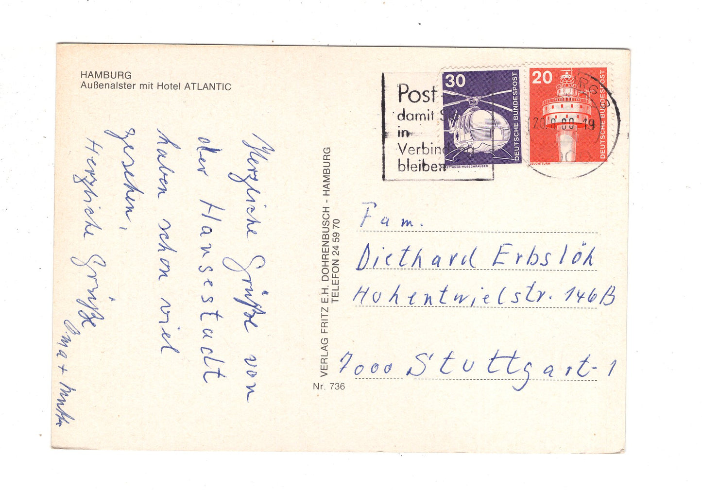 Ansichtskarte Hamburg / Außenalster mit Hotel Atlantic / I1-70