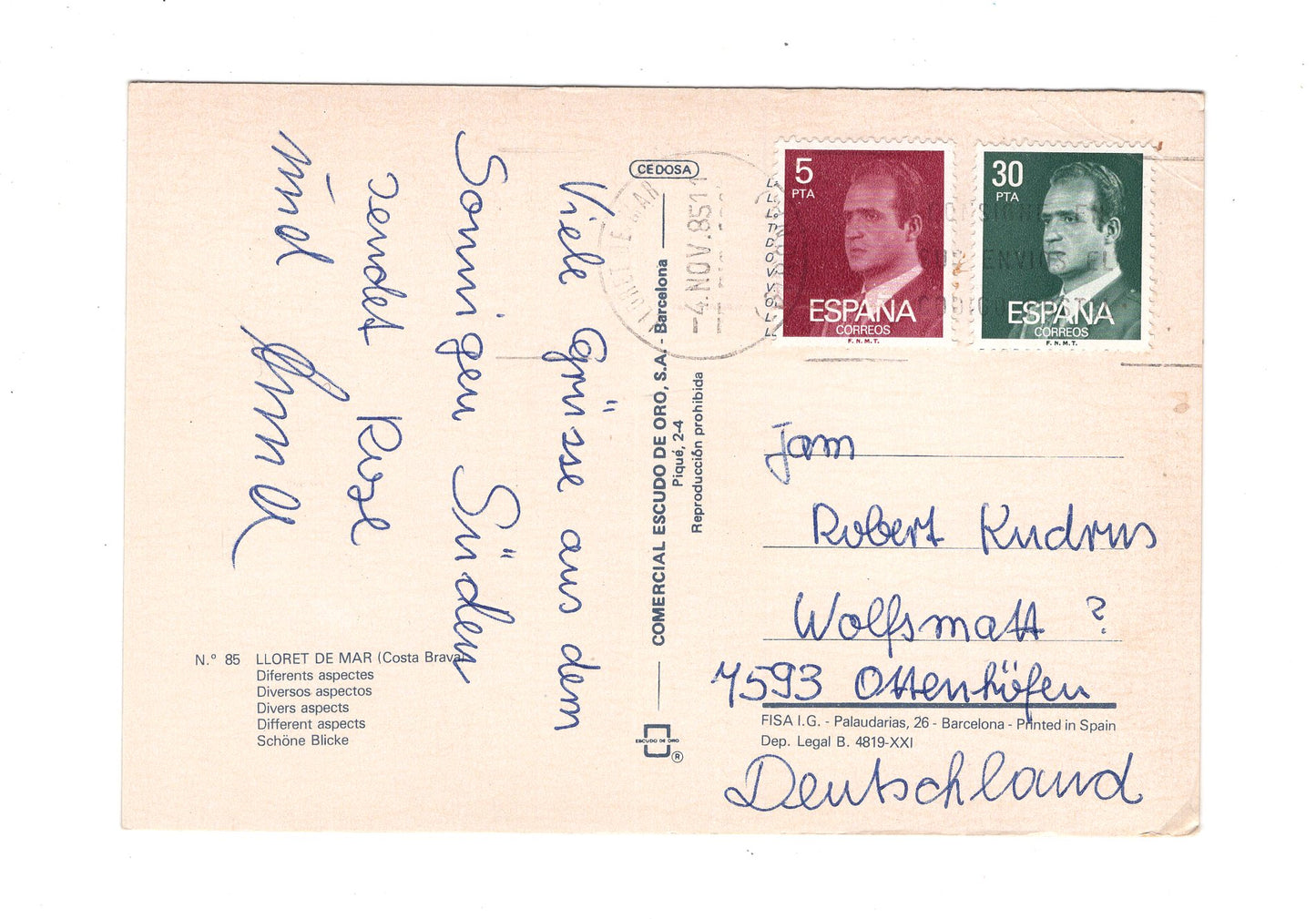 Ansichtskarte Lloret de Mar / Spanien