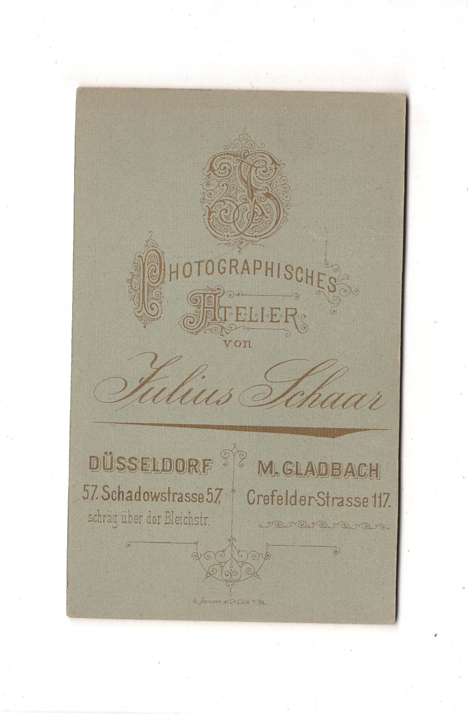 Fotografie Herrenportrait - Düsseldorf & Mönchengladbach 1880er / CDV C1-24