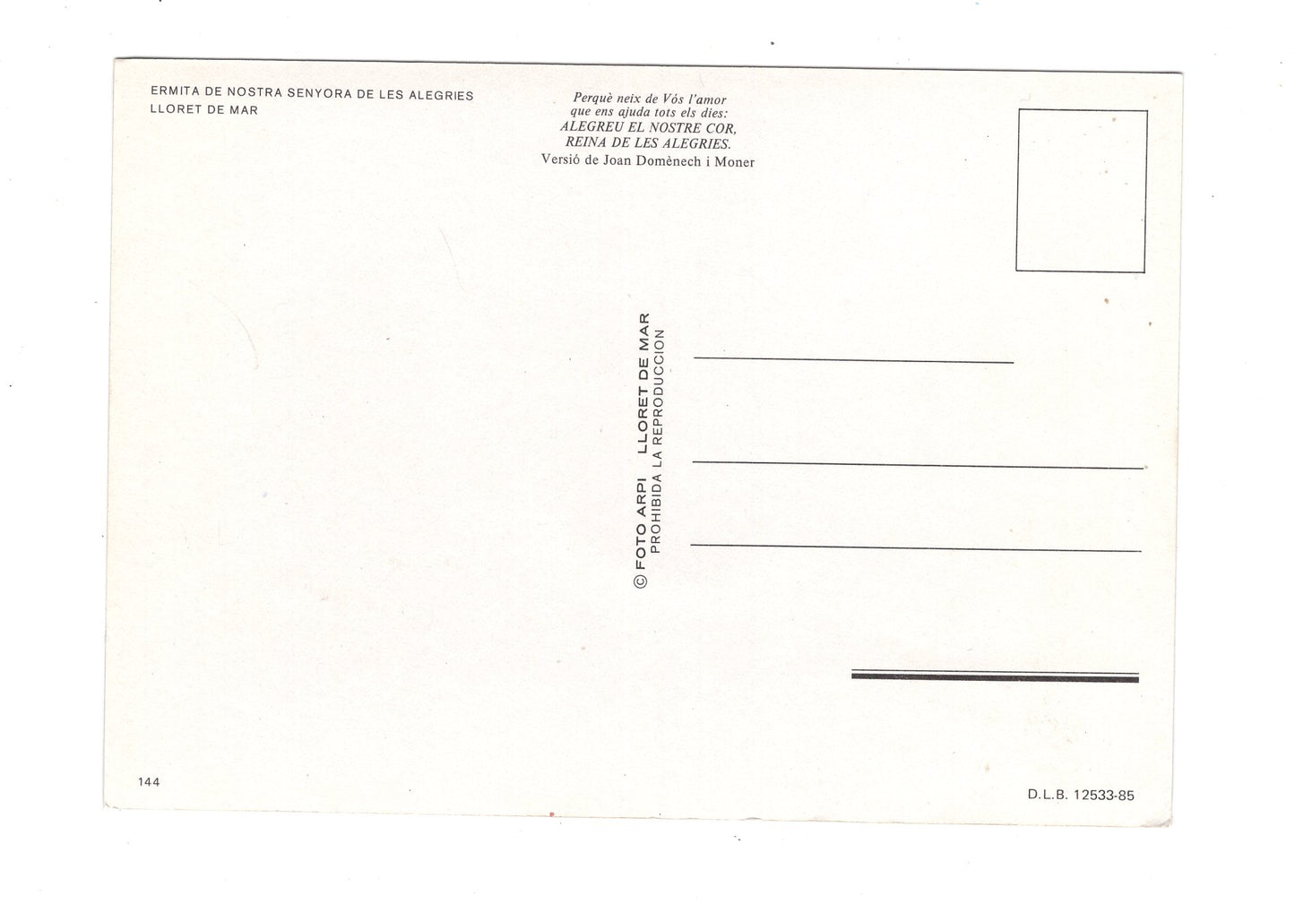 Ansichtskarte Lloret de Mar / Eremita de Nostra / Spanien