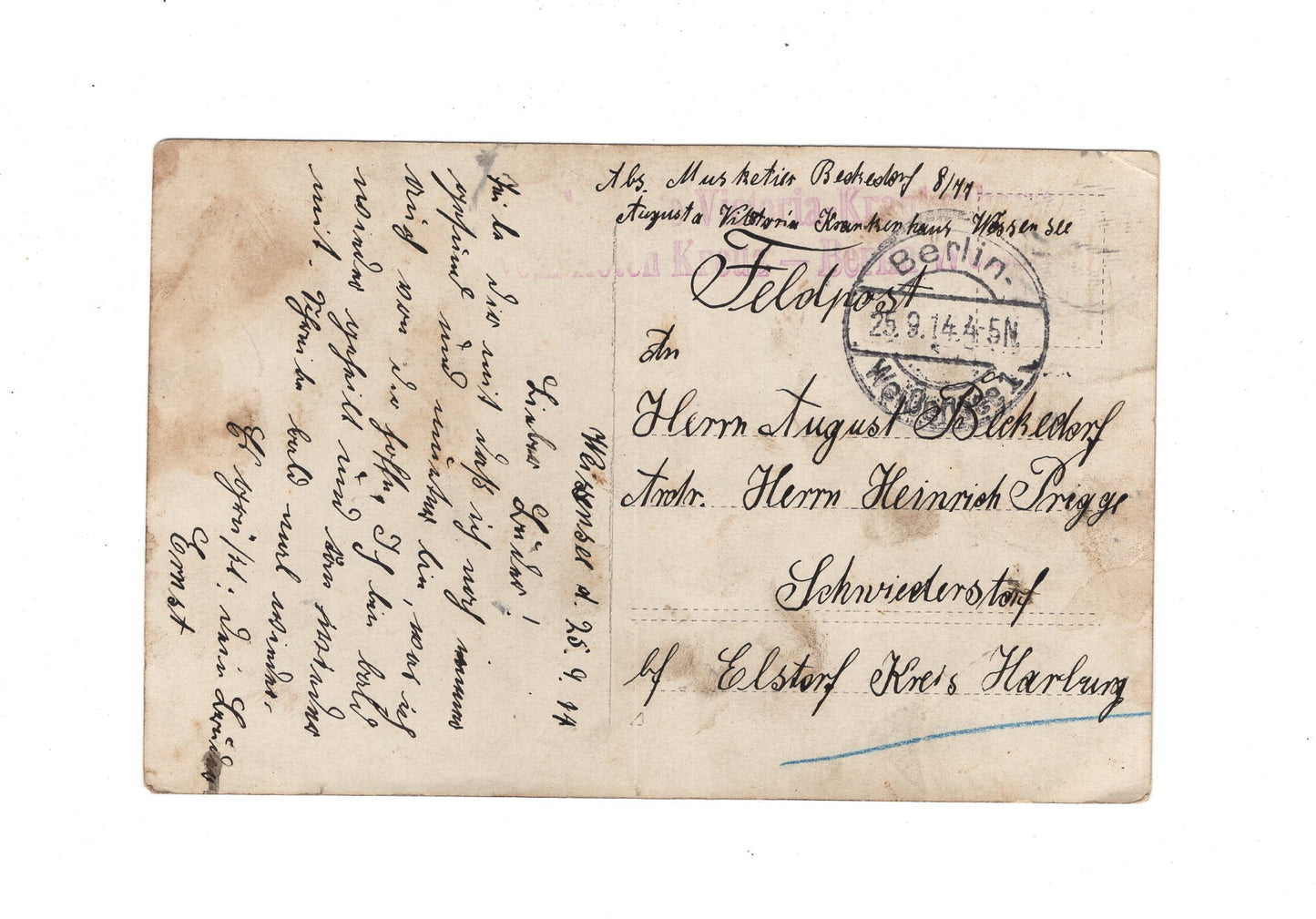 Ansichtskarte / Feldpost / Soldaten im Lazarett - Berlin 1914