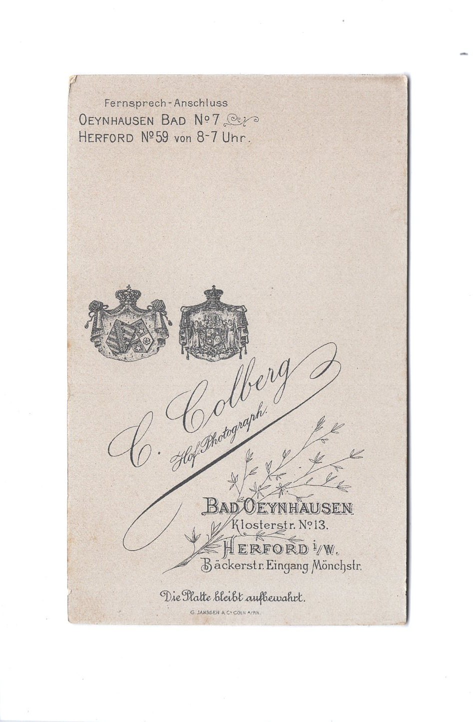 Fotografie Schönes Kinderbild / Baby - Bad Oeynhausen / Herford 1897