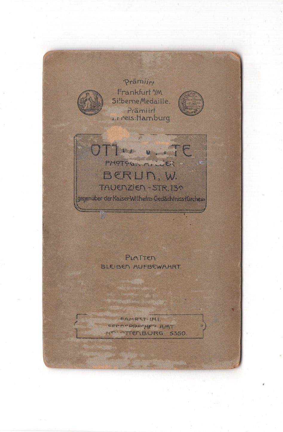 Fotografie Damenportrait - Berlin 1900er / CDV C1-07