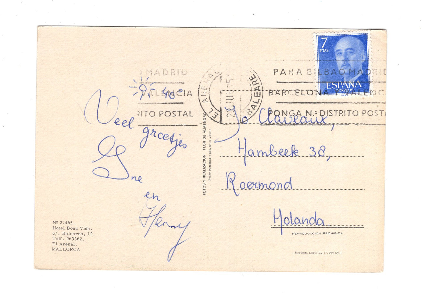 Ansichtskarte Hotel Bona Vida / El Arenal / Mallorca / Spanien