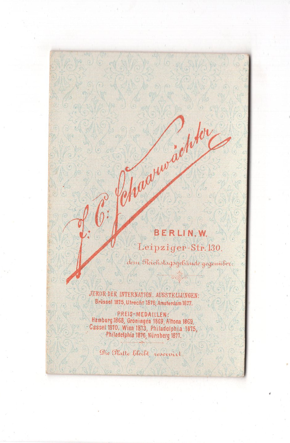 Fotografie Herrenportrait - Berlin 1880er / CDV C1-25