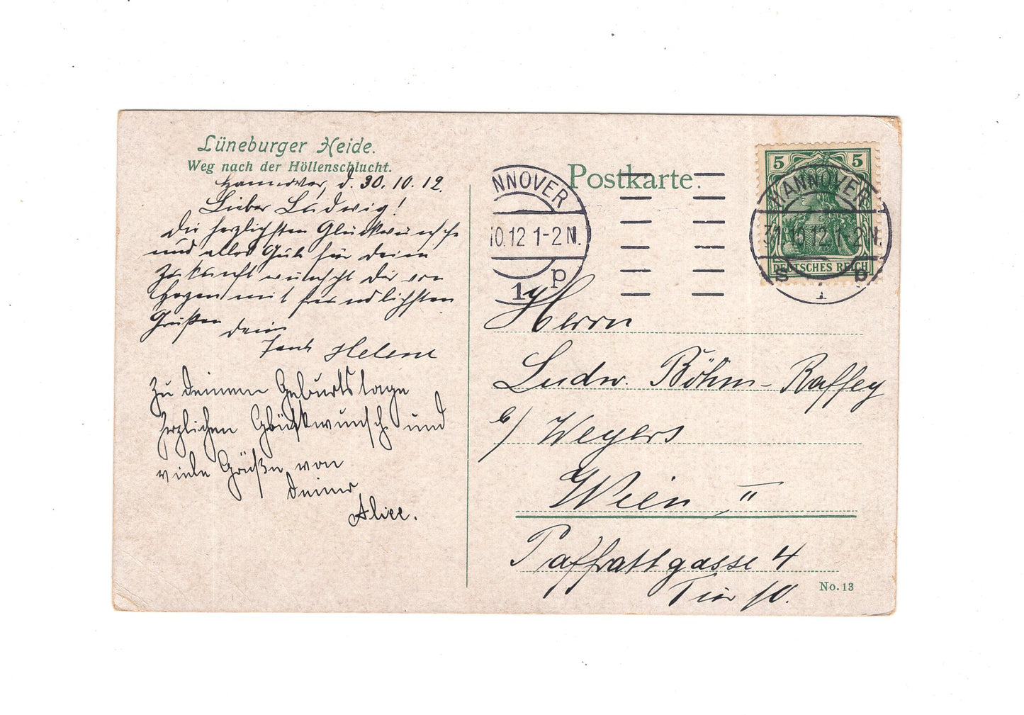 Ansichtskarte Lüneburger Heide / Weg nach der Höllenschlucht - 1912