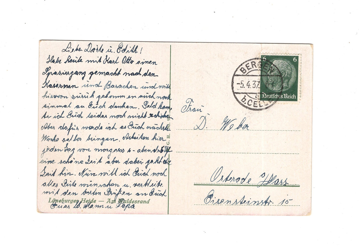 Ansichtskarte Lüneburger Heide / Am Waldesrand - 1937
