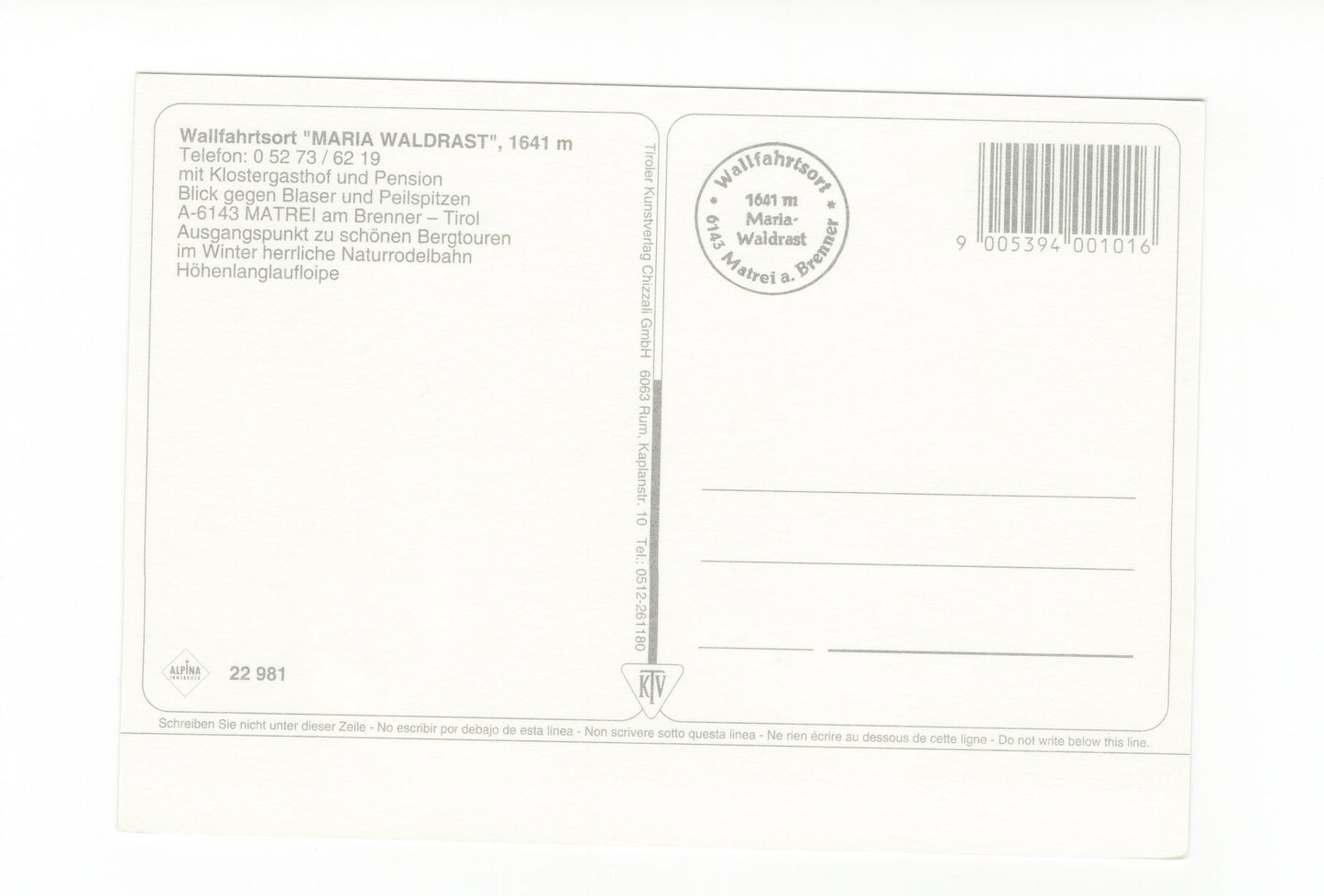 Ansichtskarte Maria Waldrast / Matrei am Brenner / Tirol / Österreich