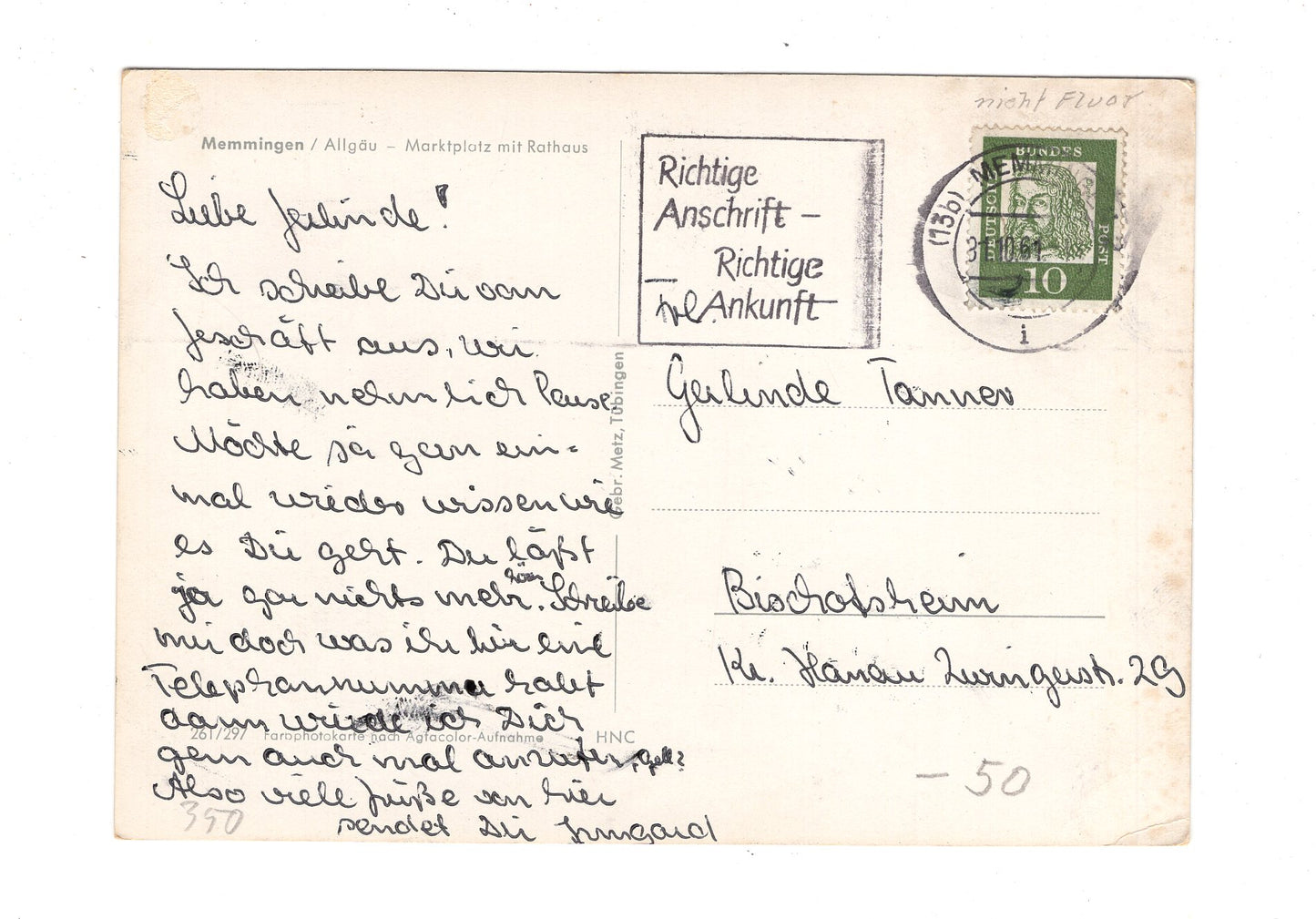 Ansichtskarte Memmingen / Allgäu / Marktplatz mit Rathaus / H1-58