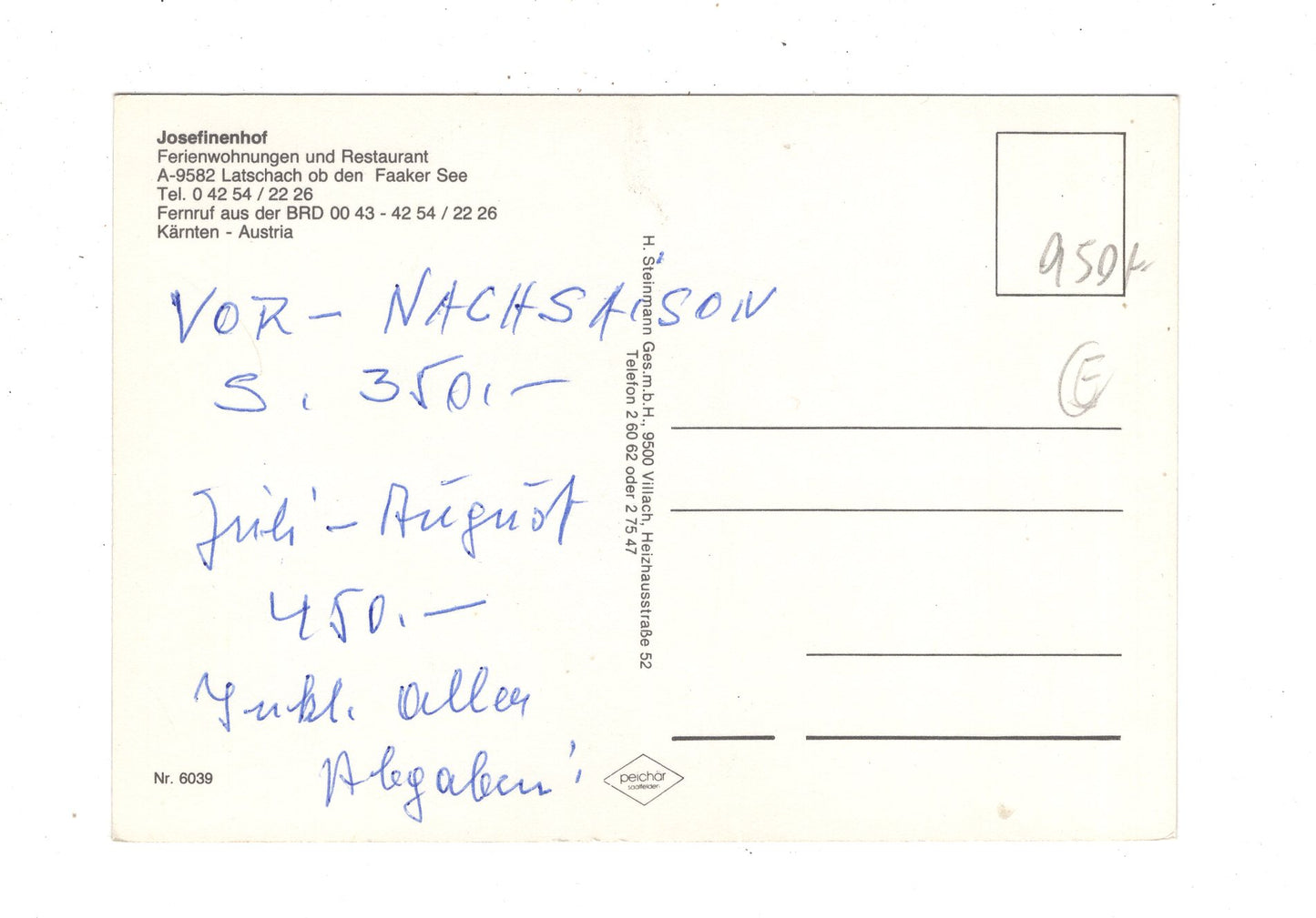 Ansichtskarte Restaurant Josefinenhof / Latschach / Kärnten / Österreich / N1-68