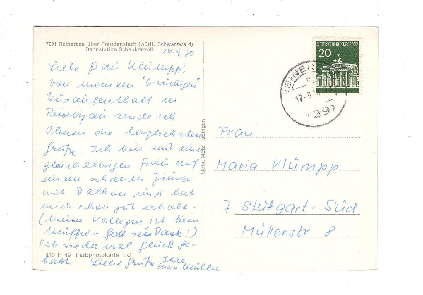 Ansichtskarte Reinerzau über Freudenstadt im Schwarzwald / J1-69