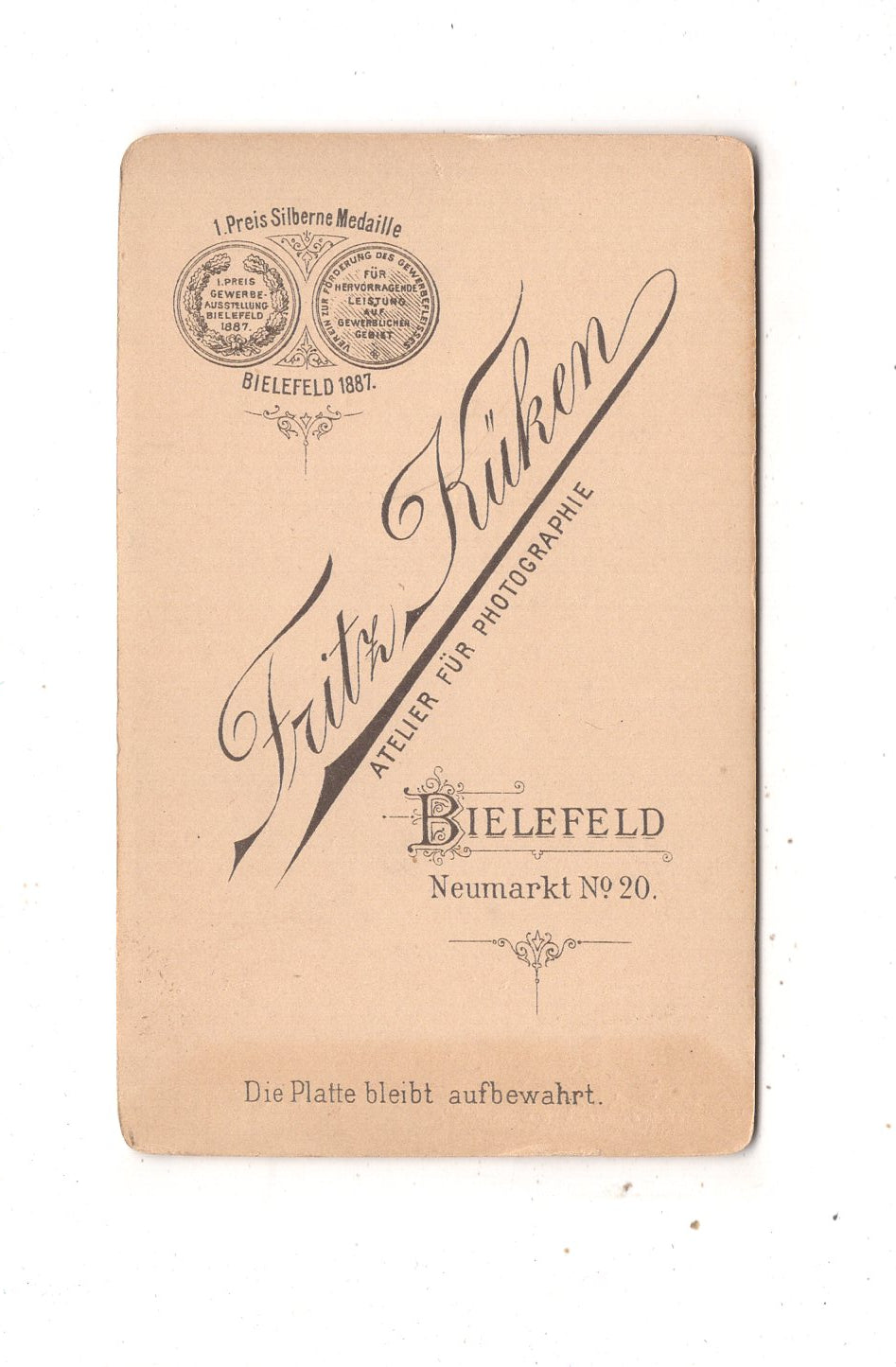 Fotografie Damenportrait - Bielefeld um 1890 / CDV N1-17
