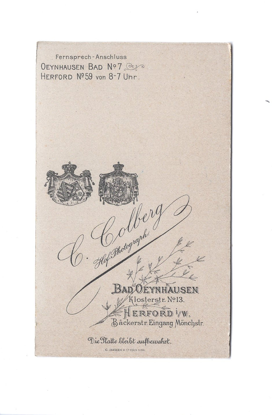 Fotografie Schönes Kinderbild / Baby - Bad Oeynhausen / Herford 1897