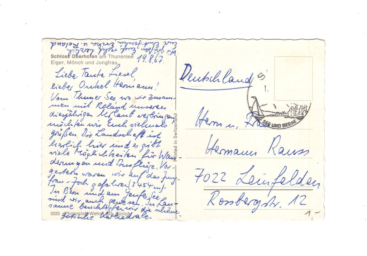 Ansichtskarte Schloss Oberhofen am Thunersee / Schweiz