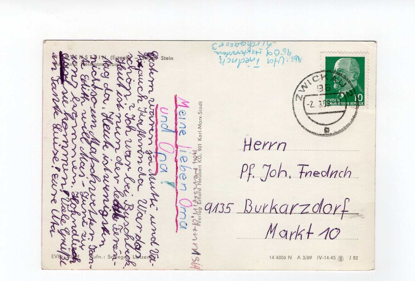 Ansichtskarte Hartenstein / Erzgebirge / Schloss Stein