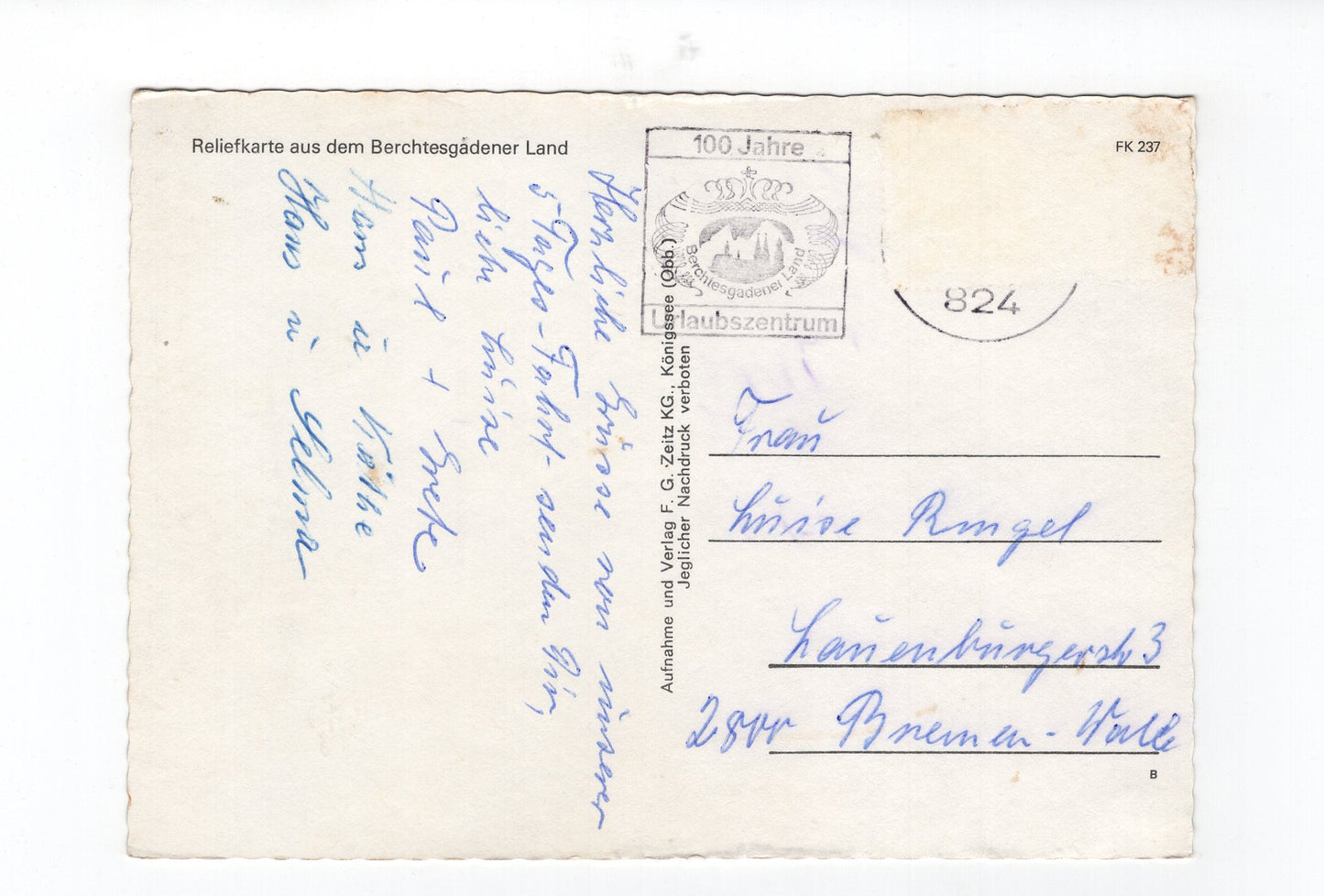 Ansichtskarte Reliefkarte aus dem Berchtesgadener Land